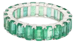 Natural 5.97 cts Zambian emerald band ring 14k gold