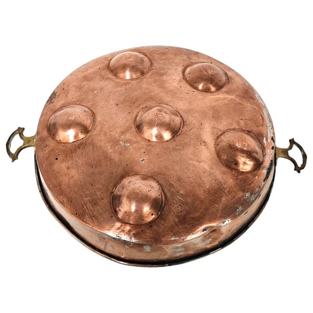 Mid-Century French Copper Escargot Pan With Brass Handles – Artisan Cookware Design 17" For Sale - Image 4 of 5