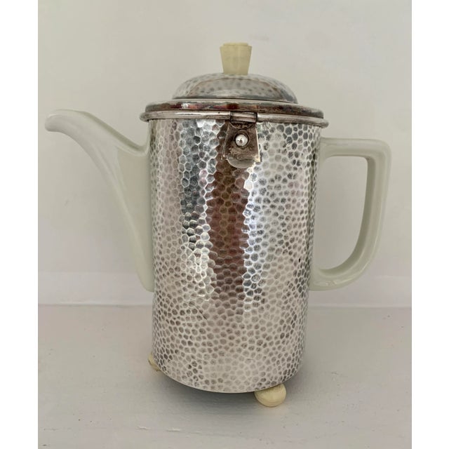 1930 Art Deco Insulated Hammered Silver Coffeepot WMF Bauscher Weiden For Sale In Phoenix - Image 6 of 6
