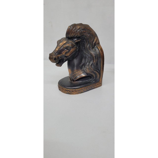 Vintage Horse Head Bookends, Bronze Finish Metal Pair, Equestrian ...