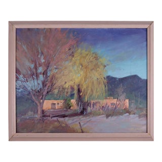 Howard Carr Fall Tree in Front of Mission Adobe For Sale