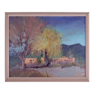 Howard Carr Fall Tree in Front of Mission Adobe