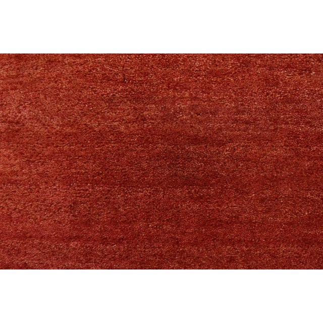 Textile Gabbeh Runner 3′ X 10’1” Red Wool Contemporary Hand-Knotted Oriental Rug For Sale - Image 7 of 13