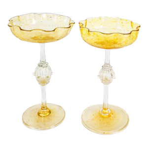 Pair of 1930s Venetian Art Glass Colorless and Gold Flecked "Aventurine"