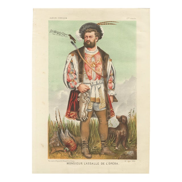 After Bisetsky, French Belle Époque Opera Caricature, Monsieur Lassalle, 1884, Chromolithograph For Sale
