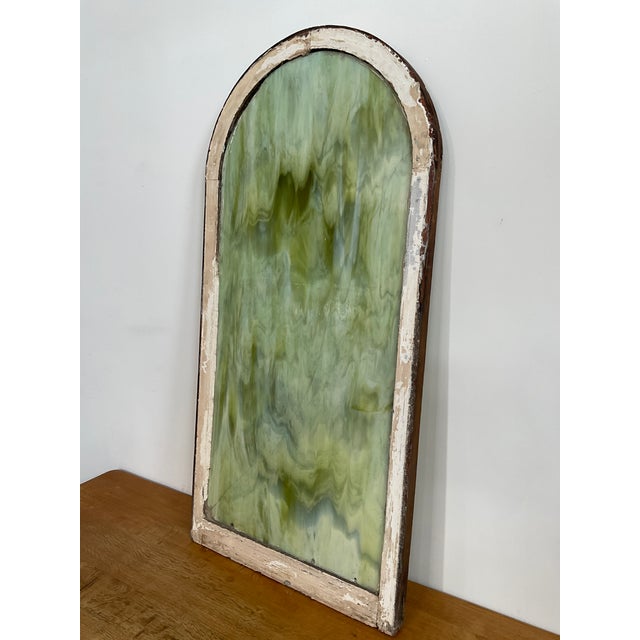 Vintage Arch Top Slag Glass Window, Early 20th C For Sale - Image 4 of 12