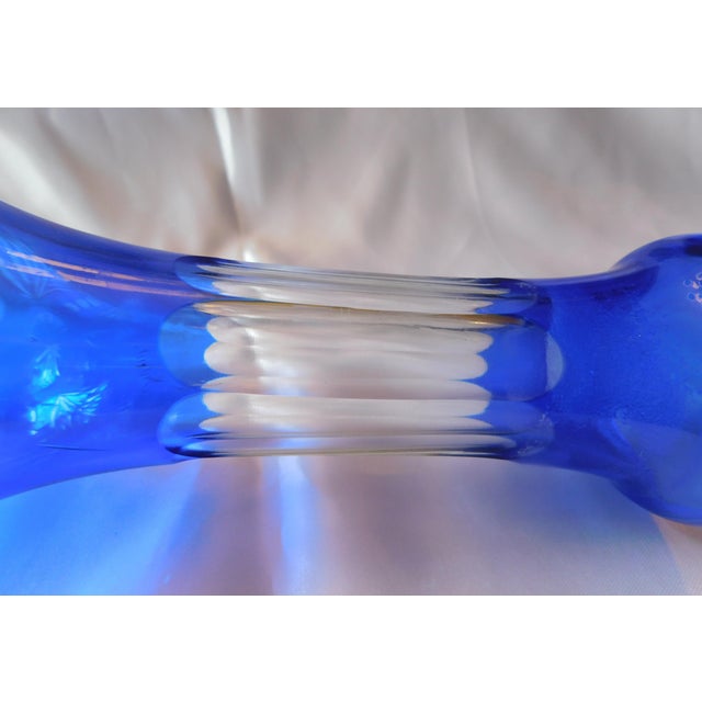 1950s Blue Cut to Clear Glass Bottle or Decanter # 20453 For Sale - Image 4 of 6