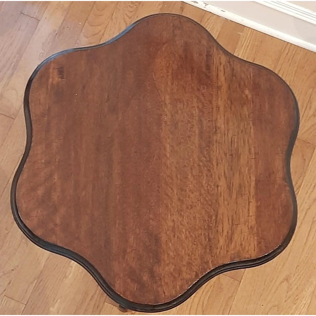 Scallop Mahogany Tilt Top Side Table Antique For Sale - Image 10 of 12
