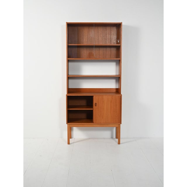 Scandinavian Teak Bookcase with Display Cabinet, 1950s For Sale - Image 3 of 9