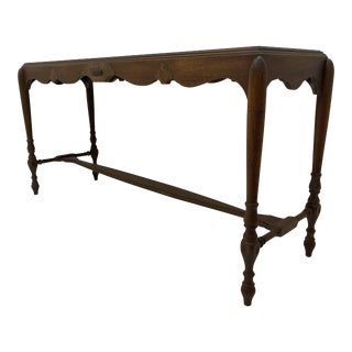 1920s Art Deco Waterfall Console Entryway Table with Burl Accents For Sale