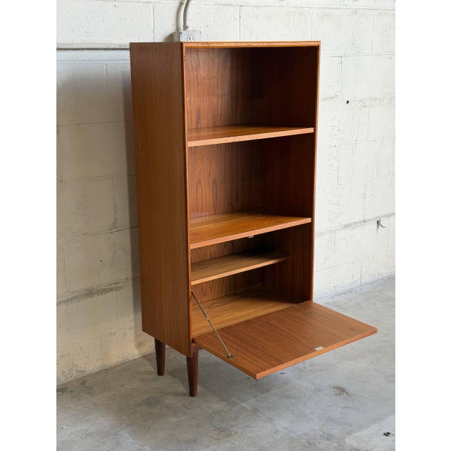 Wood Vintage Danish Teak Bookcase Cabinet Secretary Display Shelf Mid Century Modern 1960s For Sale - Image 7 of 10