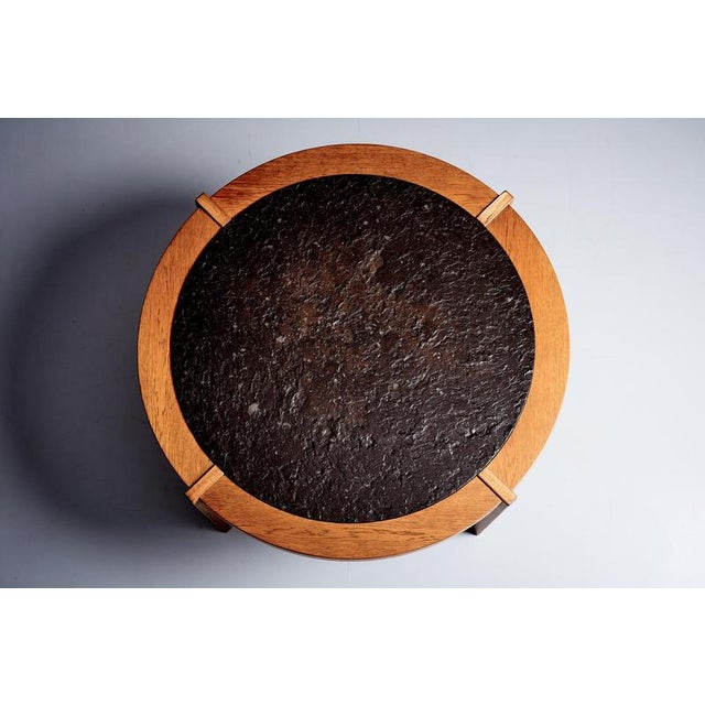 French Oak Frame Coffee Table with Slate Inset, 1970s For Sale - Image 4 of 10