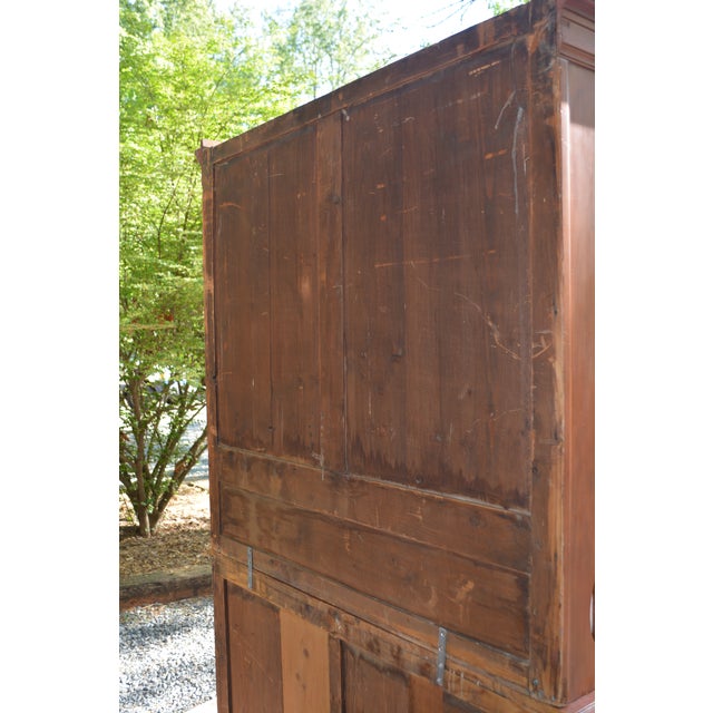 Vintage European Pine Reddish 2 Piece Hutch W/ Cupboards / Drawers Key & Pull Out Bread Board For Sale - Image 16 of 18