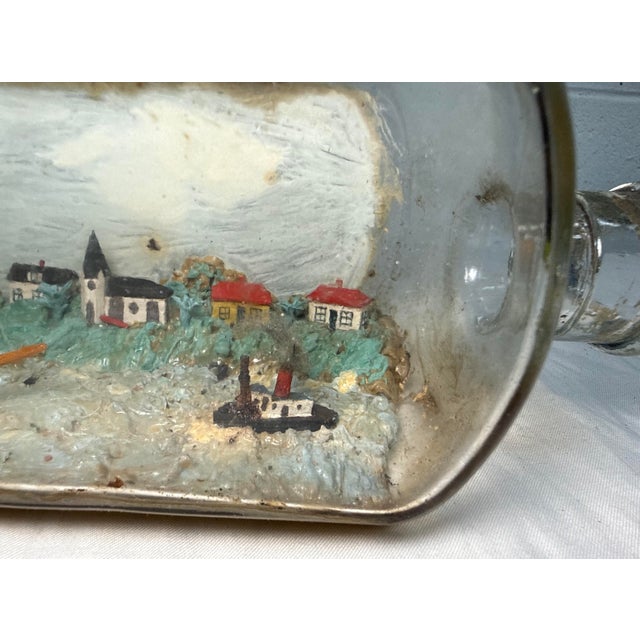 Rare Antique 19th Century Handmade Folk Art Sailboat Ship in Bottle Sculpture For Sale - Image 13 of 17