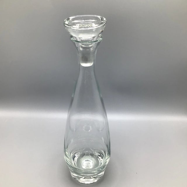 Traditional Hand Blown Bubble Bottom Ground Top Crystal Decanter With Stopper For Sale - Image 3 of 13