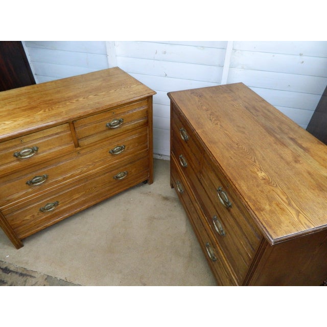 This pair of Edwardian oak chest drawers, are also listed singular, They are a stunning pair ideal for those who like to...