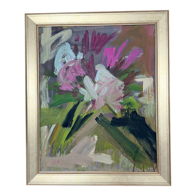 Angela Reed Breese - Abstract Floral on Canvas Oil Painting For Sale