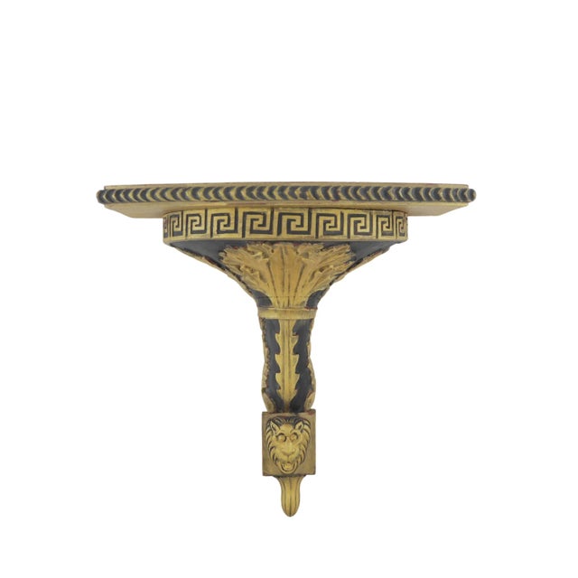 Pair of Wooden Hand-Carved Black and Gold Wall Hangers