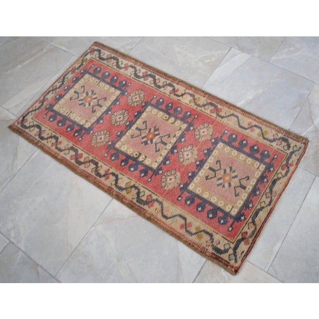 Hand Knotted Door Mat, Entryway Rug, Bath Mat, Kitchen Decor, Small Rug, Turkish Rug - 1′9″ × 4′6″ For Sale - Image 11 of 14