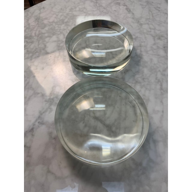 Glass 1960s Ward Bennett for Salviati Murano Clear Glass Vide-Poche / Catch-All - A Pair For Sale - Image 7 of 9