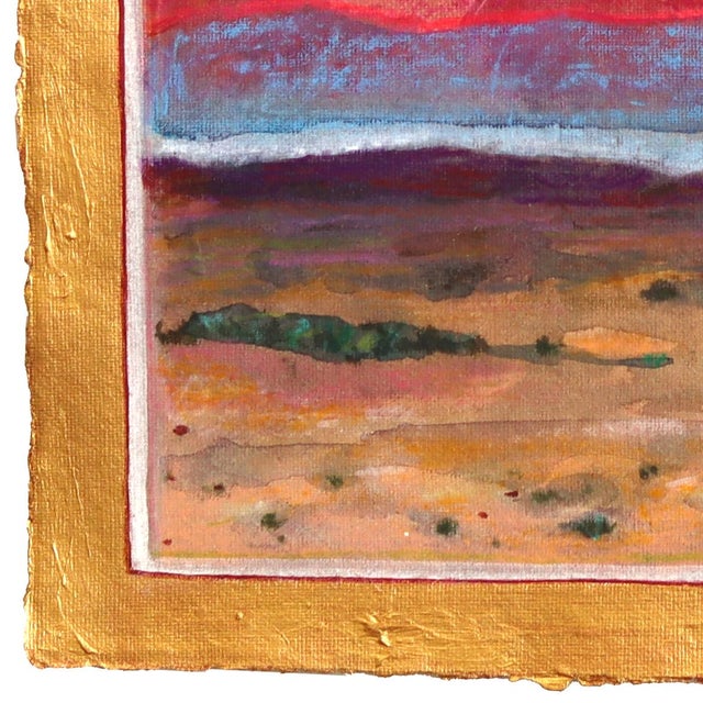 Tequila Sunrise - Original Warm Landscape Gold Multicolor Abstract Mixed Media Work on Handmade Paper by Michaela Jean For Sale - Image 4 of 7