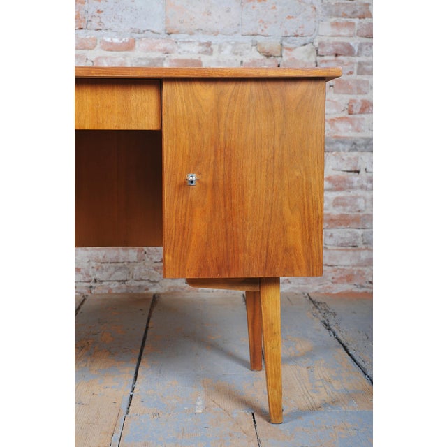Wood Mid-Century Writing Desk in Walnut, Czech, 1950 For Sale - Image 7 of 12