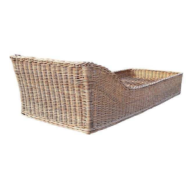 Nautical Coastal Chic Ralph Lauren Style Bamboo / Braided Natural Rattan Chaise / Daybed For Sale - Image 3 of 10