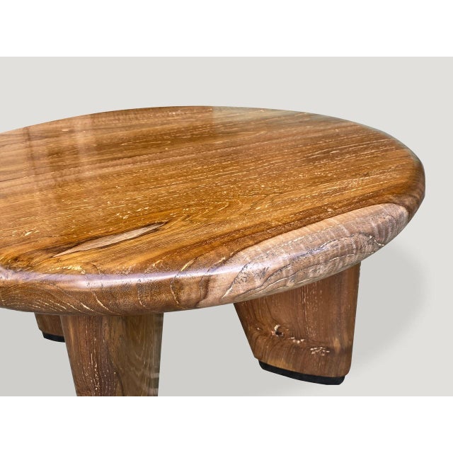 Andrianna Shamaris Midcentury Couture Teak Wood Low Profile Round Coffee Table For Sale - Image 12 of 18