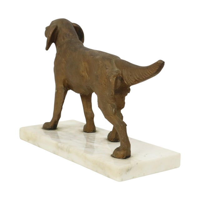 Art Deco Gold-Colored Zamak Dog on Marble Base For Sale - Image 6 of 14