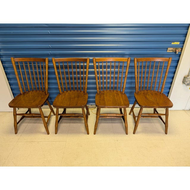 Mid 20th Century Vintage Mid-Century Stickley Cherry Valley Spindle Back Dining Chairs - Set of 6 (2 Arm, 4 Side) For Sale - Image 5 of 16