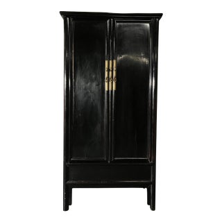 19th Century Chinese Black Lacquered Armoire/Wardrobe For Sale