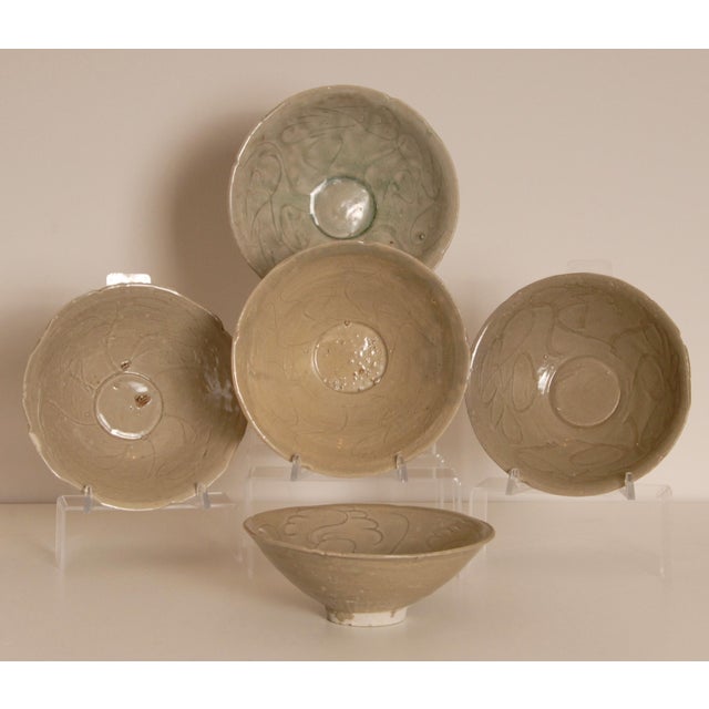 Chinese Ceramic Bowl Celadon Song Period Bowls Jepara Shipwreck Set of 5 Gothic Medieval For Sale - Image 18 of 18