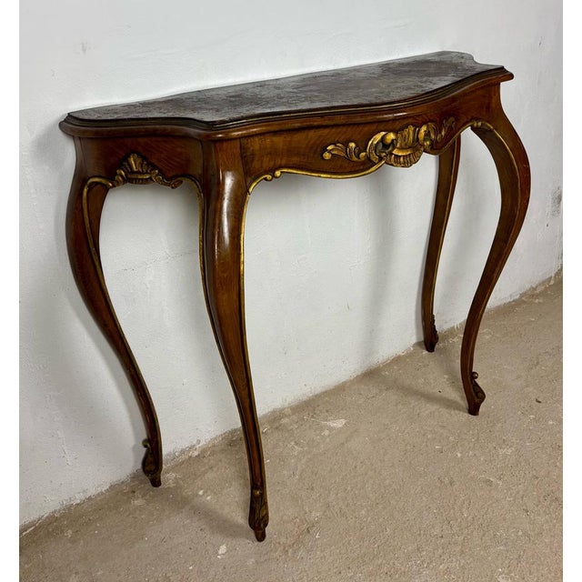 Wood French Louis XV Style Walnut Console Table, 1930s For Sale - Image 7 of 13