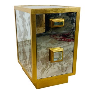 Worlds Away Modern Mirror Side Table For Sale