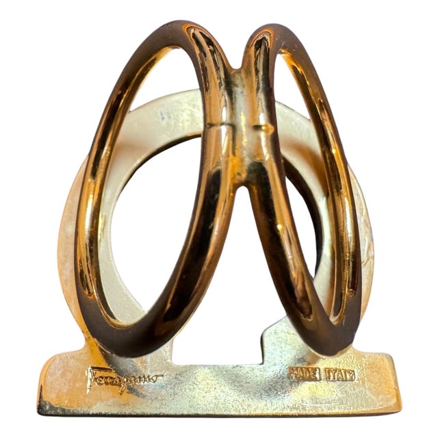 Salvatore Ferragamo Ganchini scarf ring gold Tone, Large Size For Sale