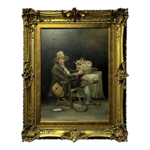 American School Vintage Oil Painting on Canvas, Portrait, Gorgeous Gold Frame