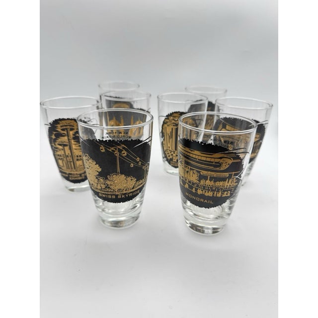 Black 1964-65 New York World's Fair Iced Tea Glass Set of 8 Souvenir Glasses 14oz For Sale - Image 8 of 9