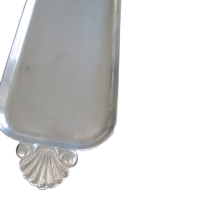 Simple and Elegant Vintage Pewter Serving Platter/Cocktail Server/Canape Tray. Scalloped edge design. Heavy, high quality,...
