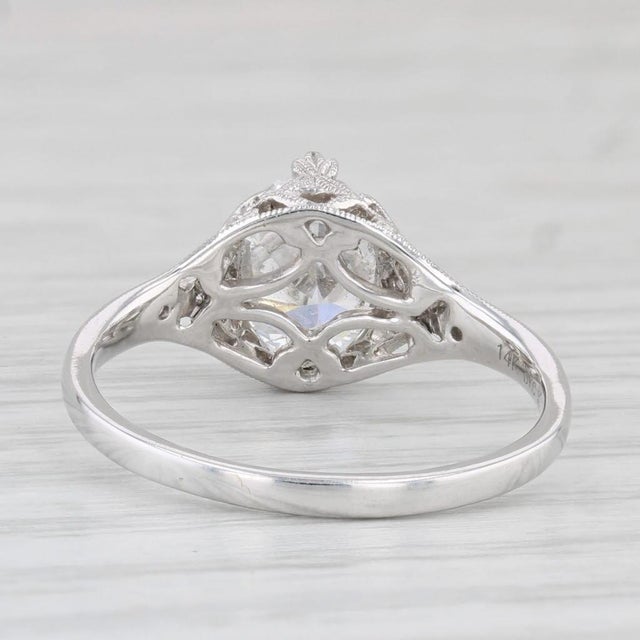 New Beverley K Oval Semi Mount Diamond Ring 14k White Gold Size 6.75 Filigree For Sale - Image 4 of 8