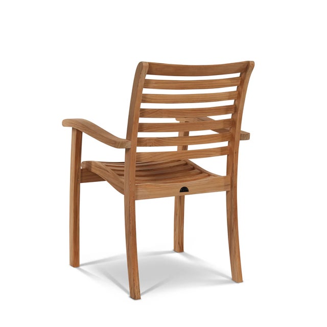 2020s Hi Teak Birmingham Stacking Teak Outdoor Dining Armchair 4pc For Sale - Image 5 of 6