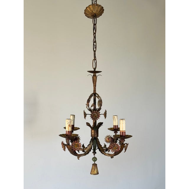 Lacquered Iron Chandelier, Turin, Italy, 1960s For Sale - Image 6 of 11