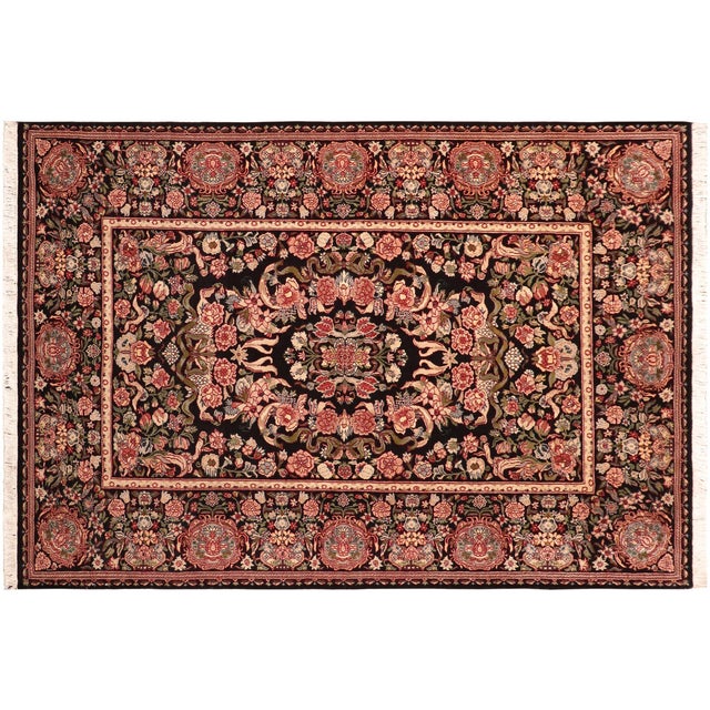 Black Shabby Chic 1990's Pak-Persian Black/Pink Wool Rug - 6'2'' X 9'2'' For Sale - Image 8 of 9