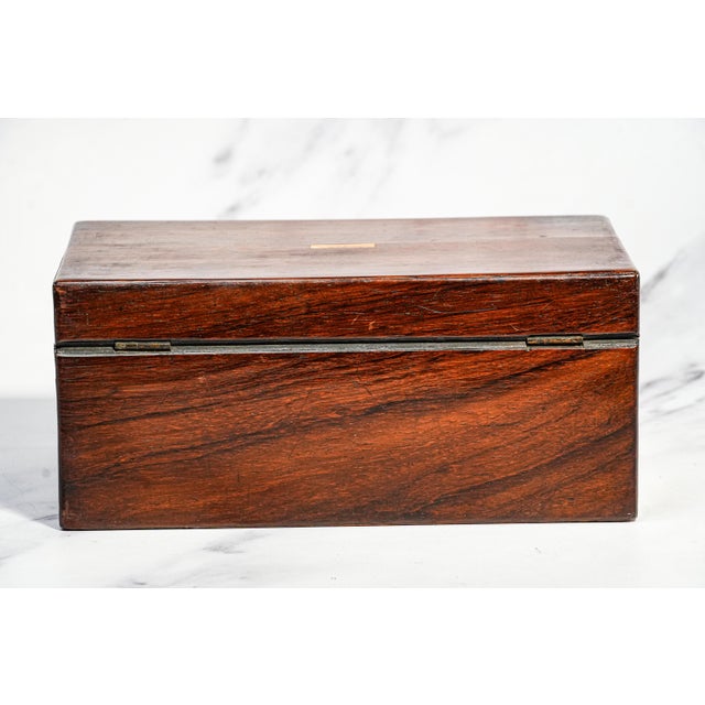 Delightful Antique Wood Jewelry Box With Key 19th Century Home Decor For Sale - Image 12 of 13