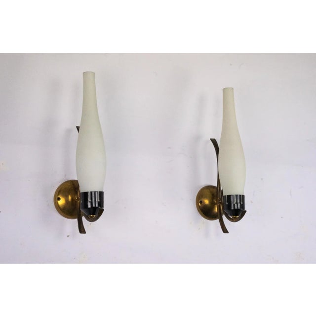 Gold Mid-Century Modern Italian Sconces, 1950s, Set of 2 For Sale - Image 8 of 11