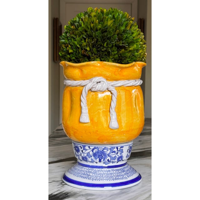 Blue & White Pedestal / Plinth for Cachepot For Sale - Image 10 of 12