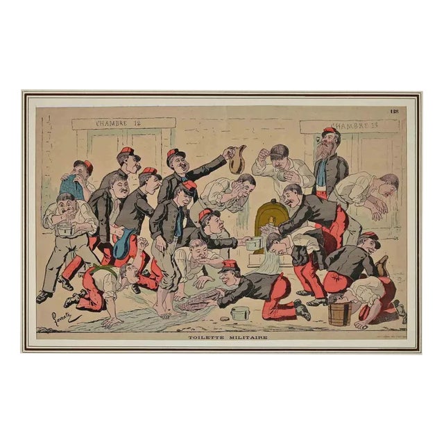 Toilette Militaire, Original Lithograph, 1880s For Sale
