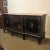 English Chinese Chippendale style marble top sideboard or cabinet. Breakfront rectangular marble top above a conforming...