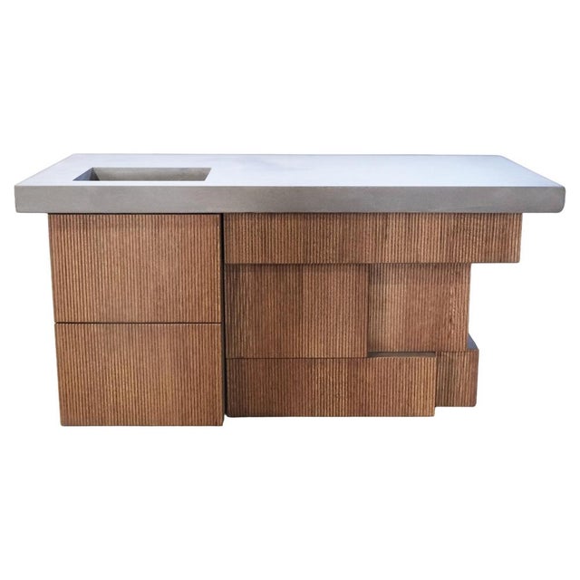 Wood Mass Concrete and Oak Kitchen Island by Baka Studio For Sale - Image 7 of 7