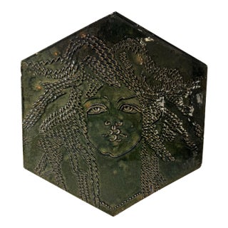 Vintage Susan Steven Figural Relief Portrait Studio Ceramic Wall Plaque For Sale