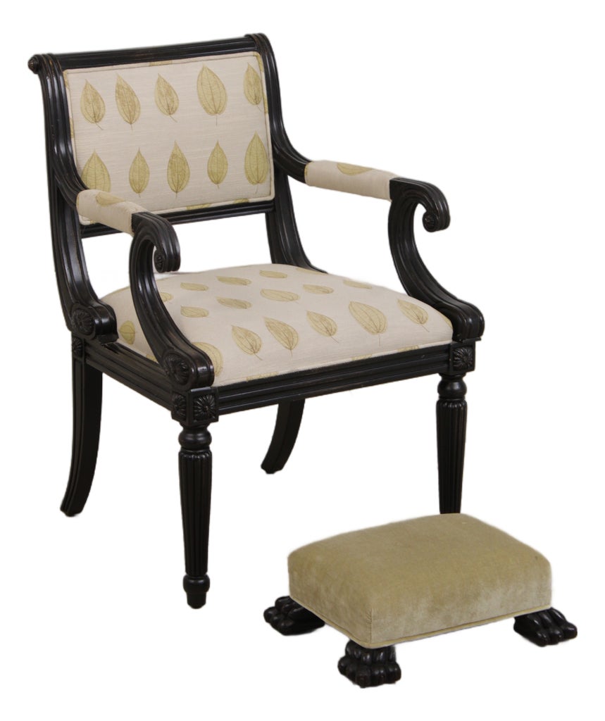 Hickory Chair Upholstered Armchair & Ottoman